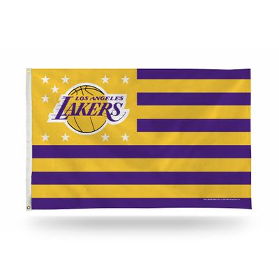 Rico Industries NBA Basketball Los Angeles Lakers Stars and Stripes 3' x 5' Banner Flag Single Sided - Indoor or Outdoor - Home Dcor