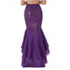 Yartina Women's Mermaid Tail Dress Princess Shiny Asymmetric Long Tail Skirt Halloween Cosplay Party Costume Purple XX-Large view 3