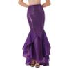 Yartina Women's Mermaid Tail Dress Princess Shiny Asymmetric Long Tail Skirt Halloween Cosplay Party Costume Purple XX-Large view 4