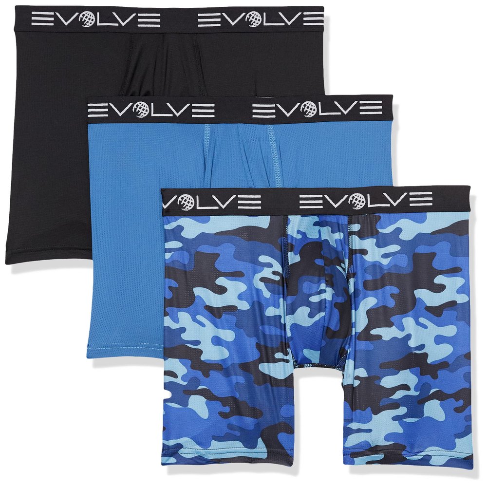 EVOLVE Men's Sport Mesh 3 Pack 6'' Boxer Briefs
