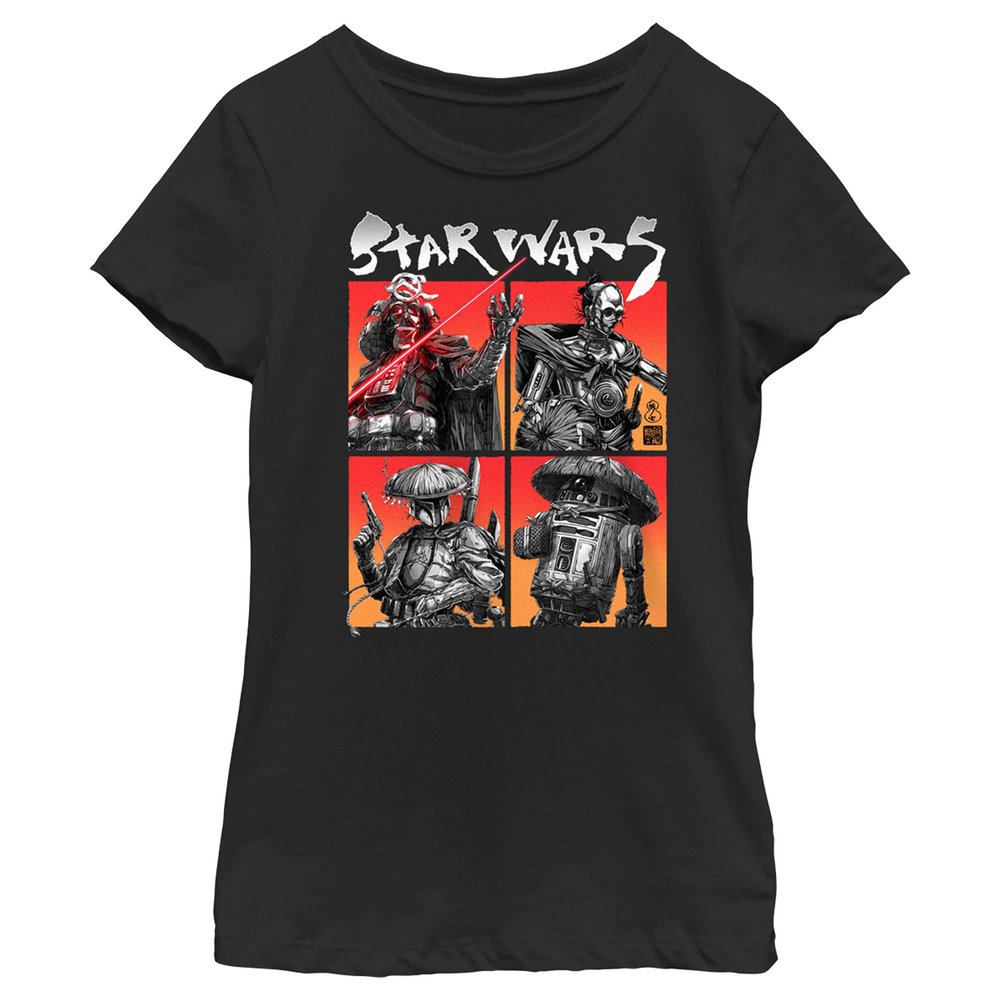 Girl's Star Wars: Visions Anime Character Squares T-Shirt - Black - Medium