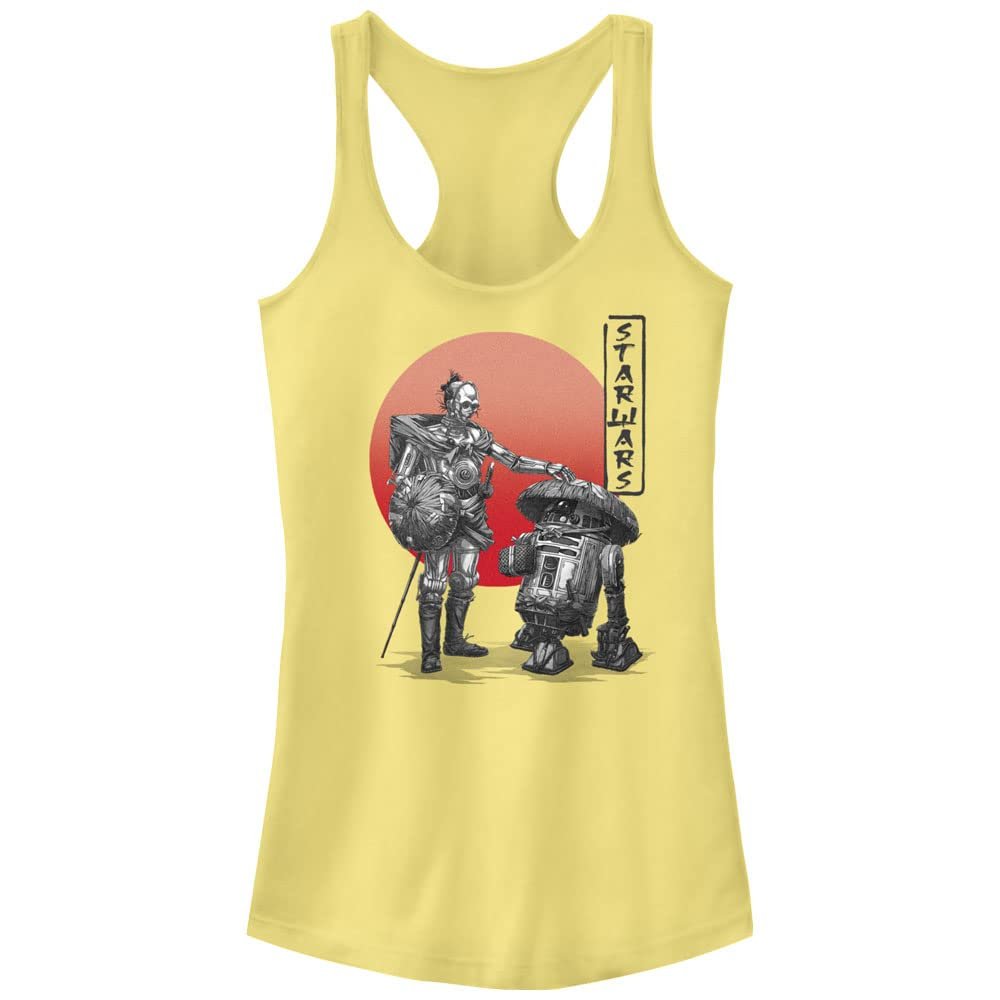 Star Wars Junior's Visions R2 CB Slim Fit, Scoop Hem Racerback Tank, Banana, XX-Large
