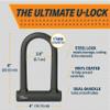 Bikeroo Bike U Lock with Cable - Heavy Duty 17mm U Shaped Lock for Bicycle Security - 4ft Steel Cable, Mount Bracket, and 2 Keys - Anti-Theft Protection for Road, Mountain, Electric Bike view 3