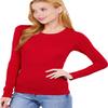 JYB CO Womens Basic Active Slim Fit Crew Neck Long Sleeve Top T-Shirt in Red -M view 1