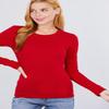 JYB CO Womens Basic Active Slim Fit Crew Neck Long Sleeve Top T-Shirt in Red -M view 2