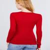JYB CO Womens Basic Active Slim Fit Crew Neck Long Sleeve Top T-Shirt in Red -M view 3