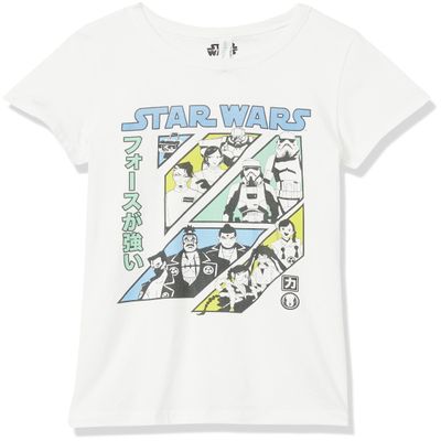 Star Wars Visions Force Grid Girl's Solid Crew Tee, White, X-Large
