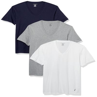 Nautica Men's Cotton V-Neck 3-Pack T-Shirts