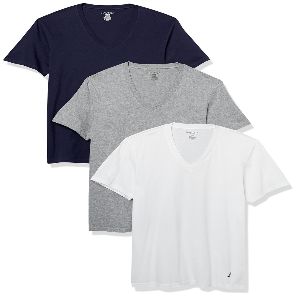Nautica Men's Cotton V-Neck 3-Pack T-Shirts