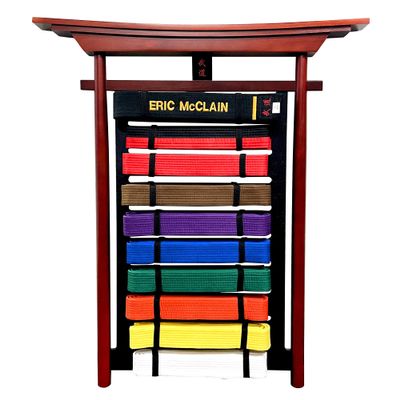 AAMA Martial Arts Taekwondo Karate Judo Jiu Jitsu 10 Level Wall Mountable Wooden Budo Belt Display