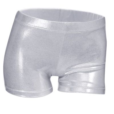 Aosva Little Girls' Sparkle Dance Tumbling Running Gymnastics Silver Short 7-8 Years