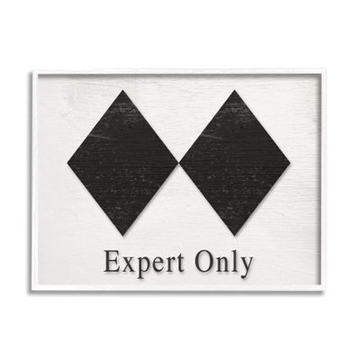 Stupell Industries Double Black Diamond Ski Sport Symbol Experts Only