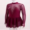 winying Girls Shiny Long Sleeves Mock/Round Neck Keyhole Back Roller Ice Figure Skating Dress Ballet Dancewear Burgundy B 10 Years view 3