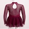 winying Girls Shiny Long Sleeves Mock/Round Neck Keyhole Back Roller Ice Figure Skating Dress Ballet Dancewear Burgundy B 10 Years view 4