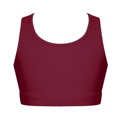 easyforever Kids Girls Athletic Sport Bra Strappy Back Vest Crop Top Tanks for Gym Workout Dance Gymnastics Burgundy D 4