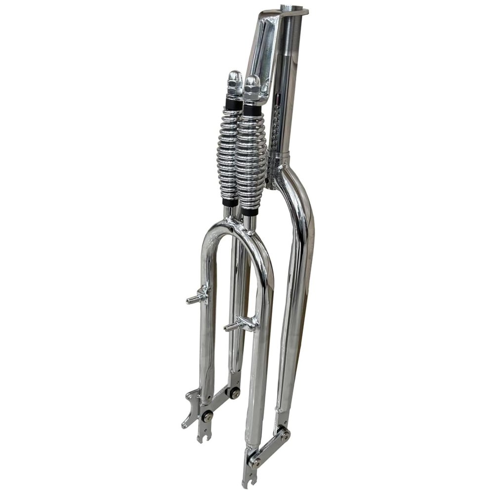 DONSP1986 Deluxe 26" Double Springer Fork 1" Threaded, Disc Brake, V Brake/Bicycle Forks (Chromed)