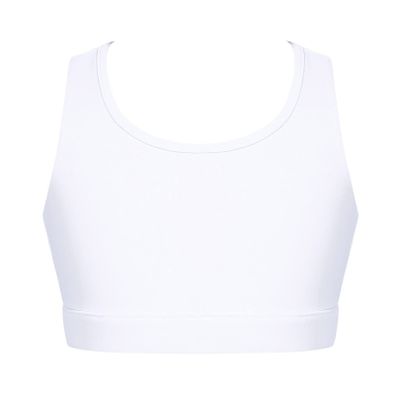 easyforever Kids Girls Athletic Sport Bra Strappy Back Vest Crop Top Tanks for Gym Workout Dance Gymnastics White D 4