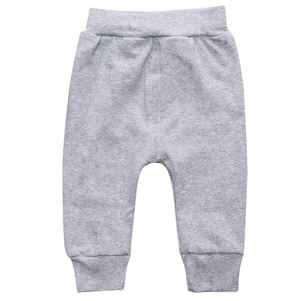 EISHOW Baby Cotton Baggy Pants, Kids Newborn Babies Harem Bottoms Sweatpants, Unisex Boys &Girls Elastic Pants Trousers (0-3 Months,A Gray)