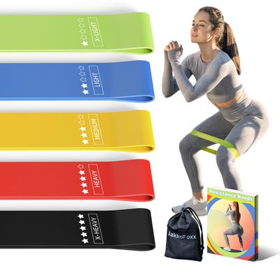 5-Level Resistance Bands Set, Non-Latex Exercise Loop Bands for Physical Therapy, Strength Training & Stretching, Portable Home Workout Equipment for Men & Women(Multicolor)