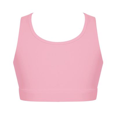 easyforever Kids Girls Athletic Sport Bra Strappy Back Vest Crop Top Tanks for Gym Workout Dance Gymnastics Pink D 14