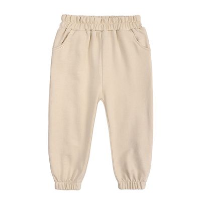 EISHOW Unisex Boys&Girls Cotton Pants, Kids Baby Harem Bottoms Sweatpants Elastic Pants Pull on Sport Jogger Trousers 1-13T (12-13T,A (Thin)-Beige,12 Years,13 Years)