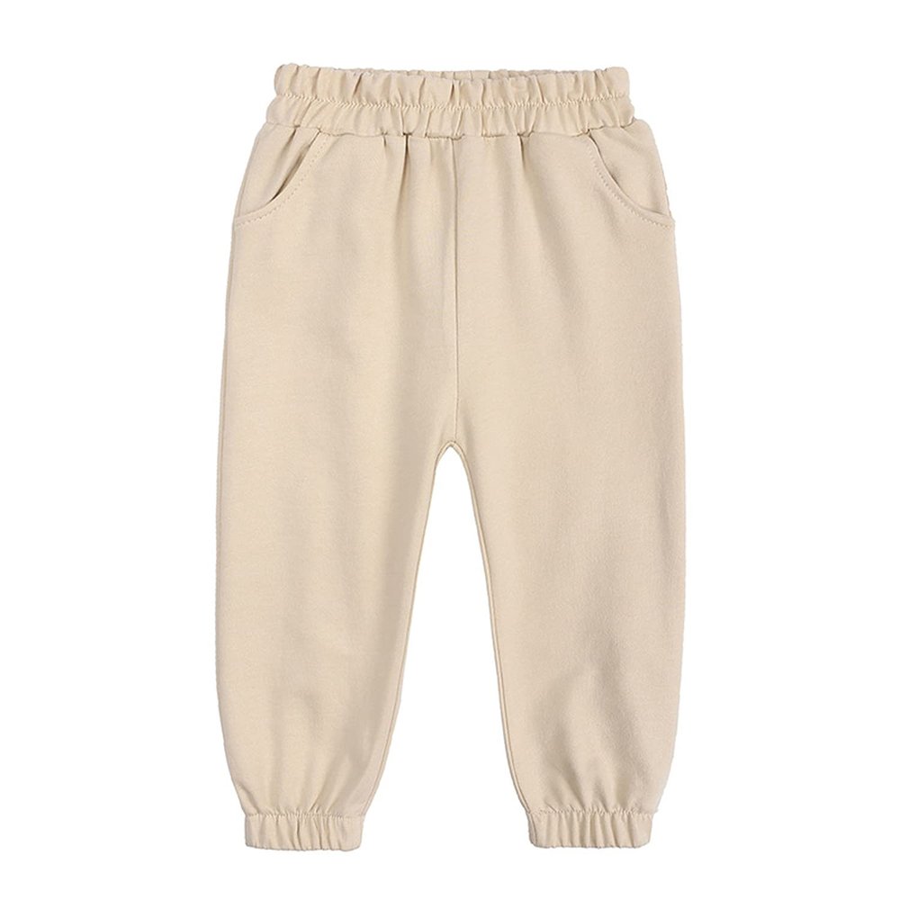 EISHOW Unisex Boys&Girls Cotton Pants, Kids Baby Harem Bottoms Sweatpants Elastic Pants Pull on Sport Jogger Trousers 1-13T (12-13T,A (Thin)-Beige,12 Years,13 Years)