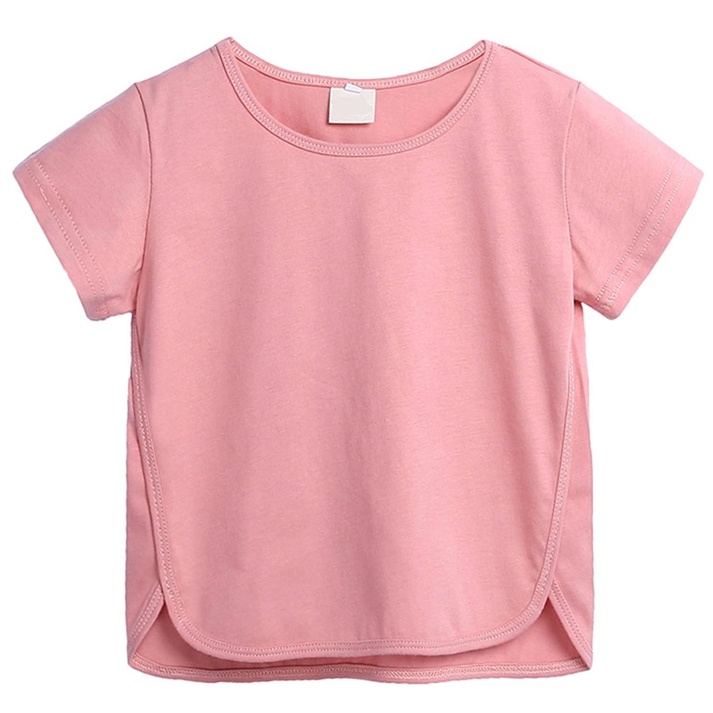 Baby Boy Girl Tops, Infant Kids Casual Basic Short Sleeve Cotton Tops Tee Crew Neck Solid Color T-Shirts Clothes (Pink,9-12 Months,9 Months,12 Months)