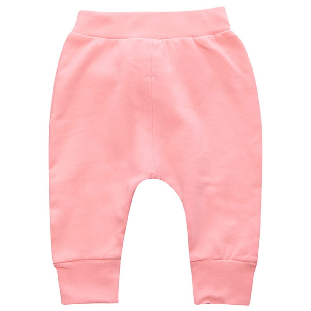 EISHOW Baby Cotton Baggy Pants, Kids Newborn Babies Harem Bottoms Sweatpants, Unisex Boys &Girls Elastic Pants Trousers (12-24 Months,A Pink)
