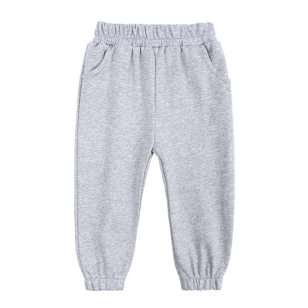 EISHOW Unisex Boys&Girls Cotton Pants, Kids Baby Harem Bottoms Sweatpants Elastic Pants Pull on Sport Jogger Trousers 1-13T (12-24 Months,A (Thin)-Gray,12 Months,24 Months)