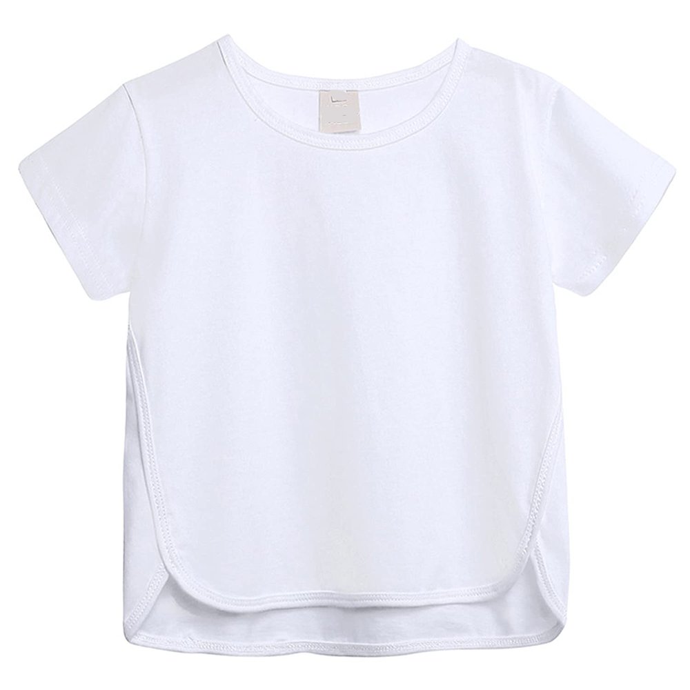 Baby Boy Girl Tops, Infant Kids Casual Basic Short Sleeve Cotton Tops Tee Crew Neck Solid Color T-Shirts Clothes (White,9-12 Months,9 Months,12 Months)