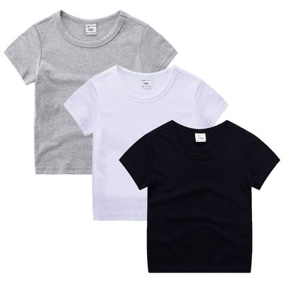 EISHOW Little Boy Girl 3 Pieces T-Shirt Unisex Baby Short Sleeve Solid Tee Shirt Crew Neck Cotton Top Basic Tees Plain Shirt (3 Pack-01,2-3T,2 Years,3 Years)