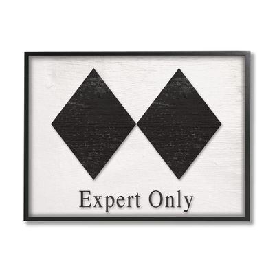 Stupell Industries Double Black Diamond Ski Sport Symbol Experts Only