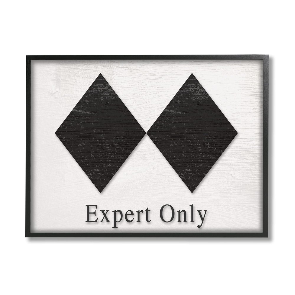 Stupell Industries Double Black Diamond Ski Sport Symbol Experts Only