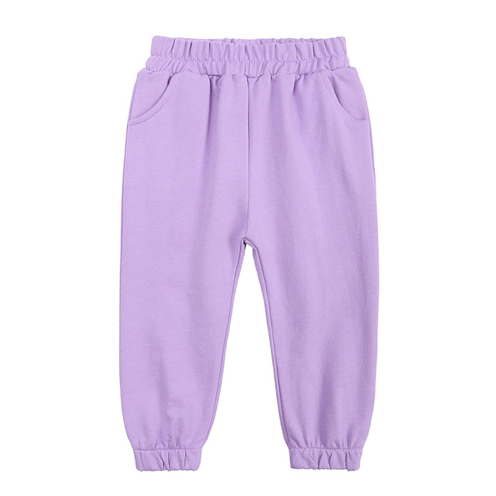 EISHOW Unisex Boys&Girls Cotton Pants, Kids Baby Harem Bottoms Sweatpants Elastic Pants Pull on Sport Jogger Trousers 1-13T (8-9T,A (Thin)-Purple,8 Years,9 Years)