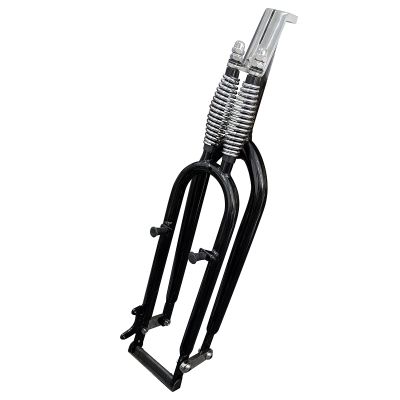 DONSP1986 26 inch Double Springer Suspension Bike Fork 1" Threaded Bicycle Fork, 26" Dual Spring Classical Fork for Cruiser Chopper Bike, Disc Brake (Black)