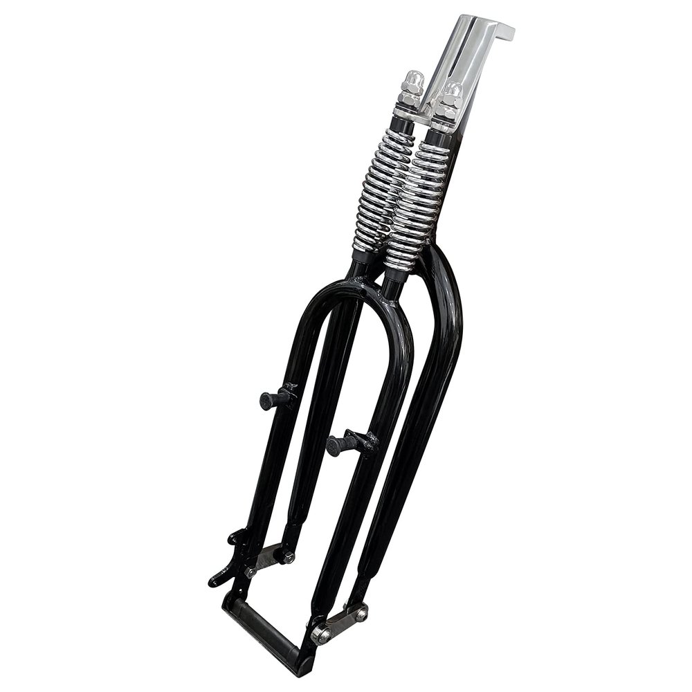 DONSP1986 26 inch Double Springer Suspension Bike Fork 1" Threaded Bicycle Fork, 26" Dual Spring Classical Fork for Cruiser Chopper Bike, Disc Brake (Black)