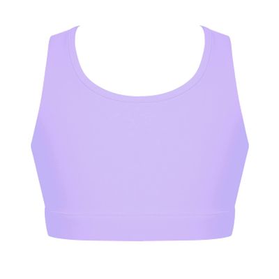 easyforever Kids Girls Athletic Sport Bra Strappy Back Vest Crop Top Tanks for Gym Workout Dance Gymnastics Light Purple D 4