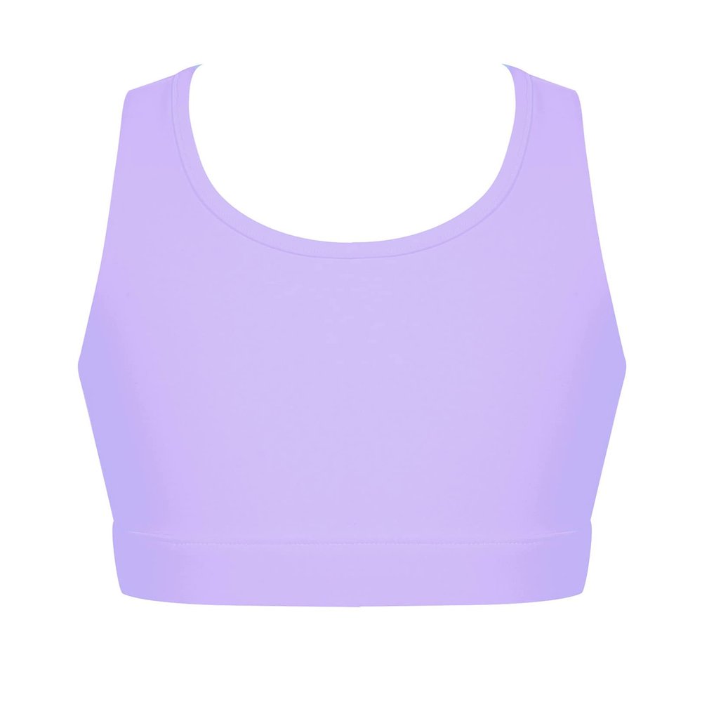 easyforever Kids Girls Athletic Sport Bra Strappy Back Vest Crop Top Tanks for Gym Workout Dance Gymnastics Light Purple D 4