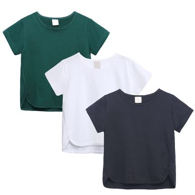 EISHOW Little Boy Girl 3 Pieces T-Shirt Unisex Baby Short Sleeve Solid Tee Shirt Crew Neck Cotton Top Basic Tees Plain Shirt (3 Pack-04,2-3T,2 Years,3 Years)