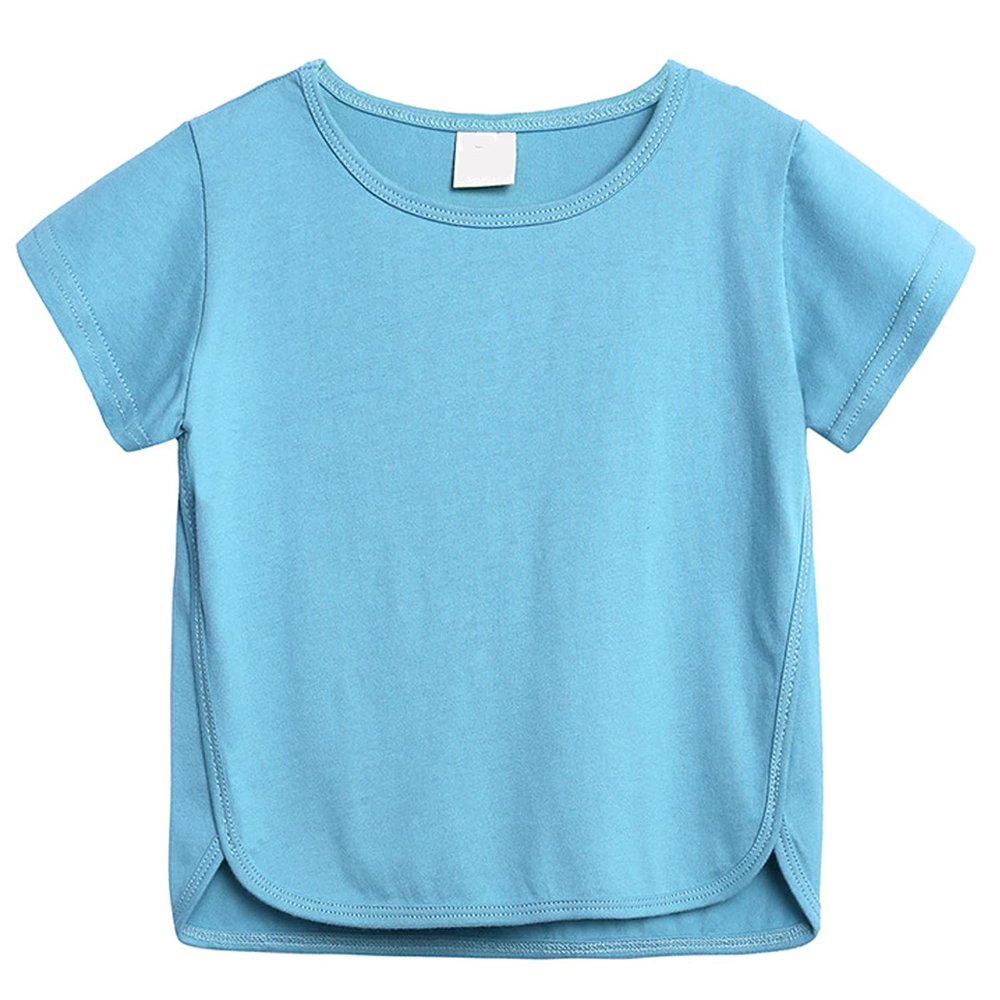 Baby Boy Girl Tops, Infant Kids Casual Basic Short Sleeve Cotton Tops Tee Crew Neck Solid Color T-Shirts Clothes (Blue,4-5T,4 Years,5 Years)