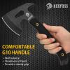 NedFoss Bison 9.8" Tactical Hatchet Axe, Tomahawk Hatchet with Genuine Leather Sheath and G10 Handle, Compact Camping Gear Bearded Axe Gifts for Men, Multifunctional Survival Axe with Spike Tool view 2