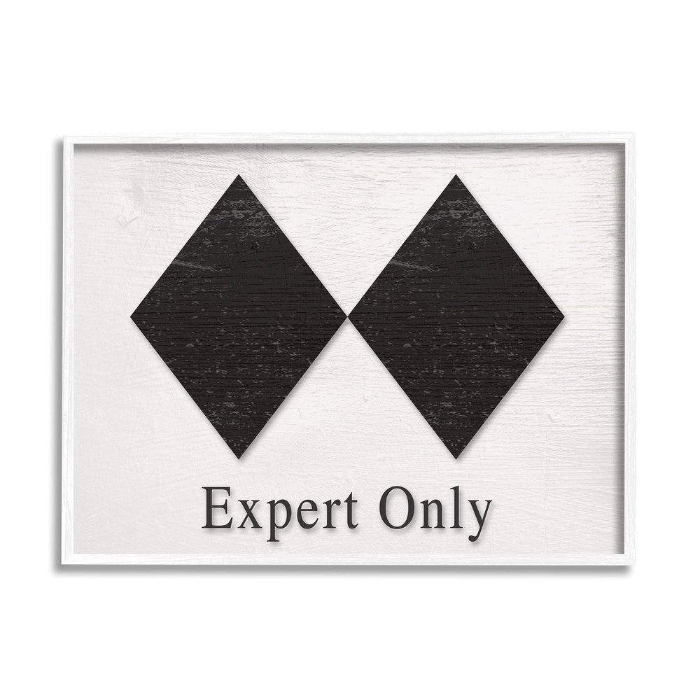 Stupell Industries Double Black Diamond Ski Sport Symbol Experts Only