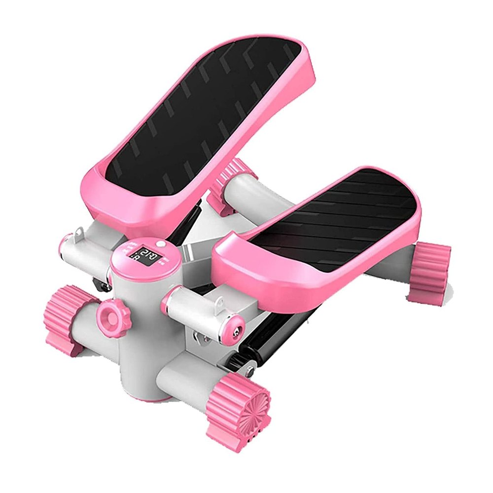 SMSOM Mini Stepper, Mini Fitness Stair Stepper Hydraulic Mute Step Machine, LCD Display, Very Suitable for Indoor Office Exercise (Color : Pink)