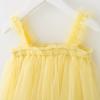 Baby Girls Tutu Dress Toddler Infant Sleeveless Layered Princess Tulle Dress Summer Beach Wedding Party Lace Dresses Yellow 9-12 Months view 2