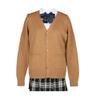 Blostirno Women's Cardigan Sweater V Neck Button Down Knit JK School Uniform Cardigans Girls Long Sleeve Coat with Pockets(Camel Tan L) view 1