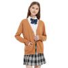 Blostirno Women's Cardigan Sweater V Neck Button Down Knit JK School Uniform Cardigans Girls Long Sleeve Coat with Pockets(Camel Tan L) view 2