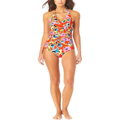 Anne Cole Shirred Front Halter One-Piece Multi 6