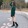 Blostirno Women's Cardigan Sweater V Neck Button Down Knit JK School Uniform Cardigans Girls Long Sleeve Coat with Pockets(Dark Green XL) view 2