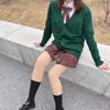 Blostirno Women's Cardigan Sweater V Neck Button Down Knit JK School Uniform Cardigans Girls Long Sleeve Coat with Pockets(Dark Green XL) view 3