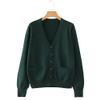 Blostirno Women's Cardigan Sweater V Neck Button Down Knit JK School Uniform Cardigans Girls Long Sleeve Coat with Pockets(Dark Green XL) view 4